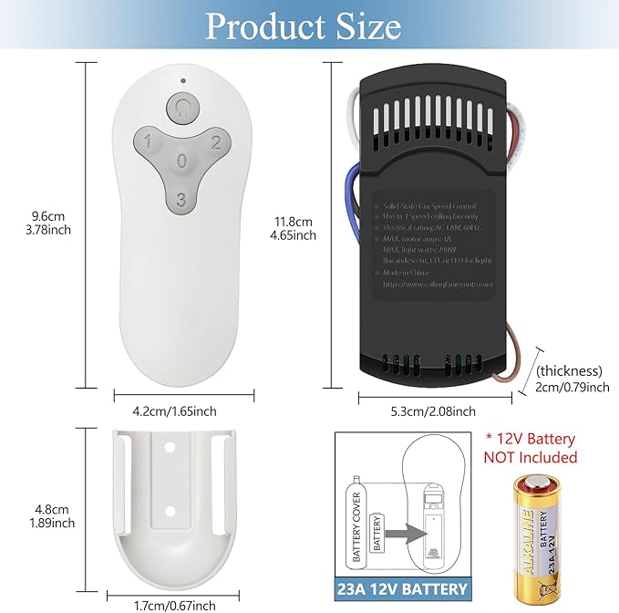 Ceiling Fan Remote Control Kit for Harbor Breeze KUJCE10311 KUJCE10712 TR214B 2AQZU-18018, Universal Remote for 3 Speeds Light Dimmer, Compatible with Harbor Breeze Hampton Bay Hunter and Other Brands