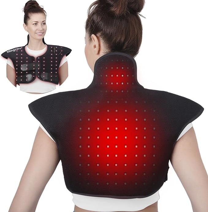 Red Light Therapy for Shoulder and Neck,Near Infrared Light for Body Upper Back,660nm&850nm Wearable Heating Red Light Therapy Pad for Muscle Pain Relief, Suitable for Home and Office Use,Black