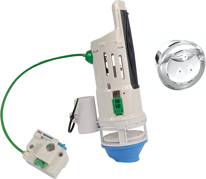 Danco HYR270 Hydroright Water-Saving Dual Flush Valve with Push-Button Handle, Plastic, Chrome