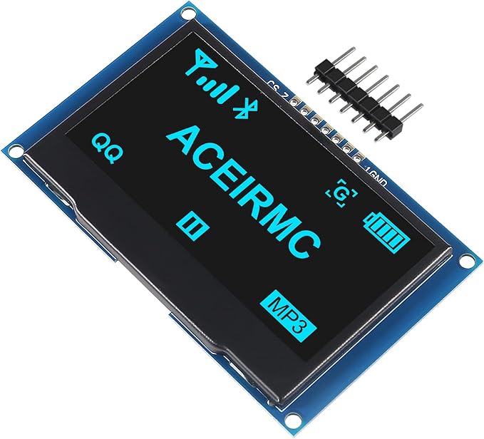 ACEIRMC 2.42 inch 128x64 OLED LCD Display Module SSD1309 7 Pin SPI/IIC I2C Serial Interface for Arduino UNO R3 (Blue)
