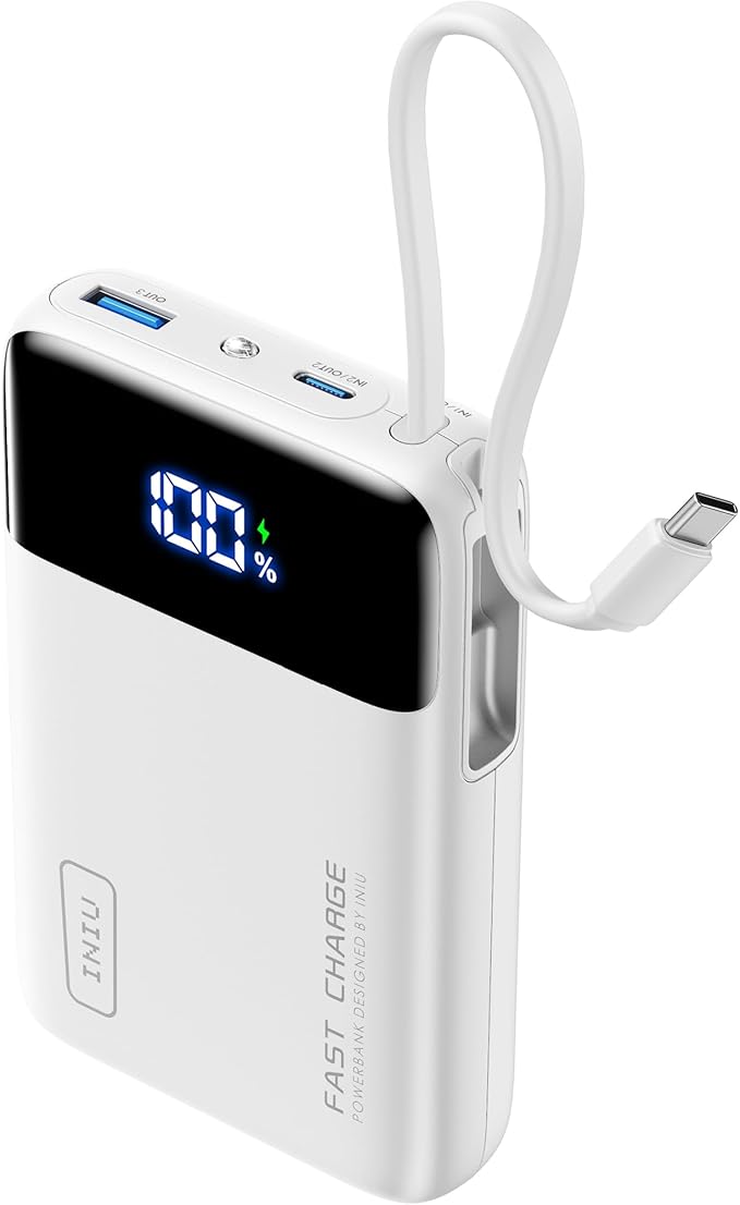 INIU Portable Charger, Small 20000mAh Power Bank with Built-in USB-C, 45W Fast Charging Flight Travel Emergency, for Family Students Women Men Kid Girl Boy