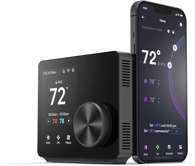 ST300 WiFi Thermostat, Compatible with Alexa and Google, App Control, 3.5” Touch Screen, Knob, Easy Install, Universal Compatibility, 7 Day Scheduling, Night Light, Zoning Compatible