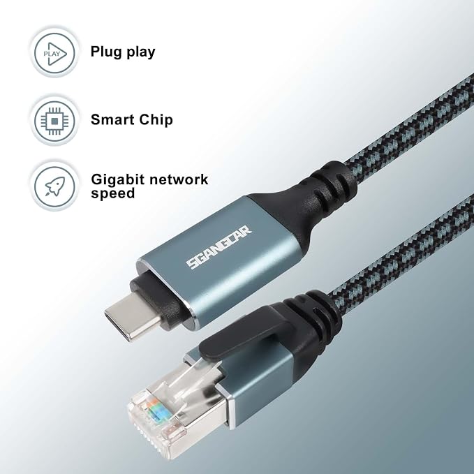 USB C to Ethernet Cable, 30 Feet Type C to Gigabit Ethernet Cable, USB C to - Image 5