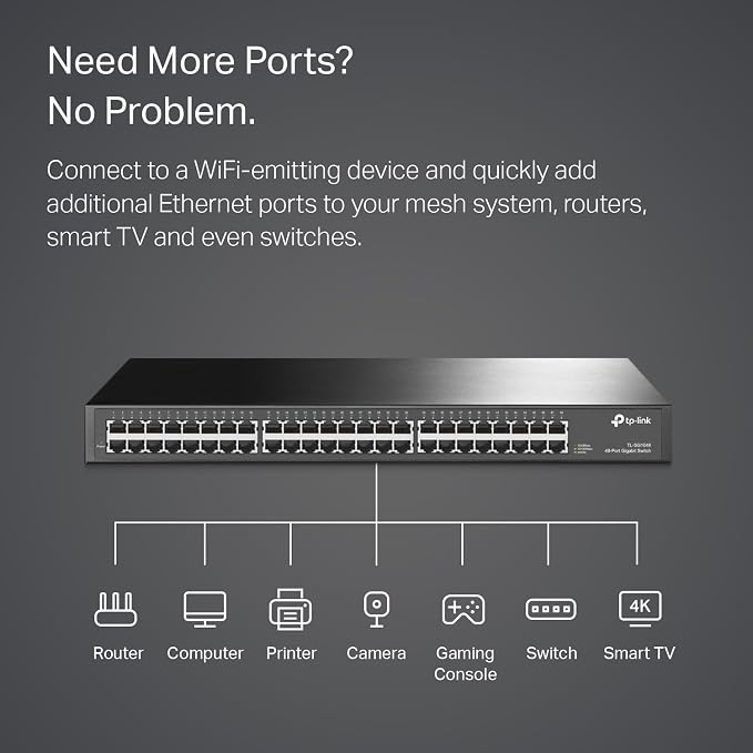 TP-Link 48 Port Gigabit Ethernet Switch | Plug and Play | Sturdy Metal w/ - Image 2