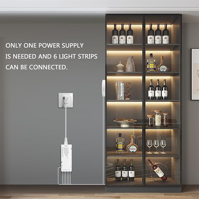 CHNMALITAI COB LED Strip Lights 12V Penetrable Wood Touch Dimmable LED Under Cabinet Light Kit with 60W Adapter 2M/6.56FT Flexible COB LED Strip for DIY Kitchen,Cabinet,Counter,Shelf,Showcase Decor
