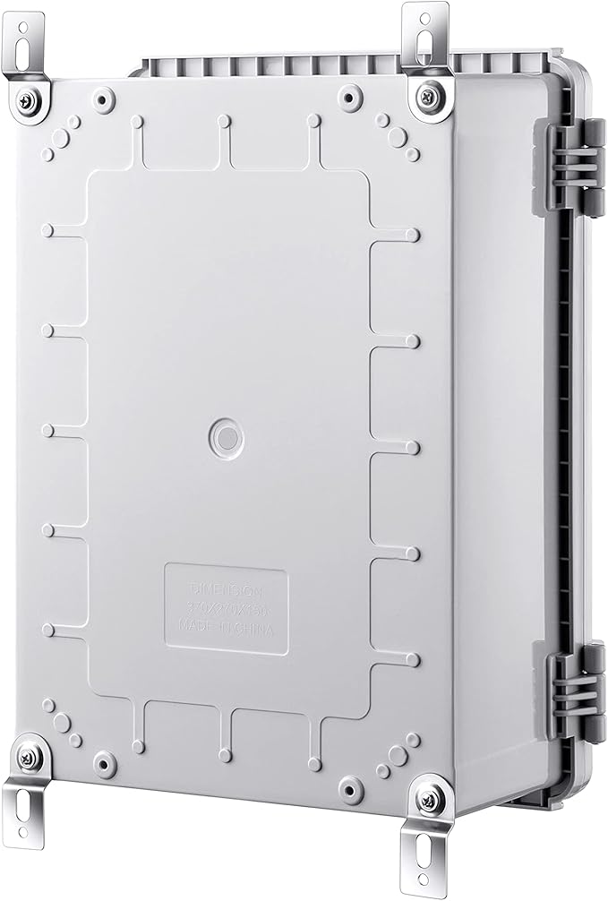 Gratury Junction Box, IP67 Waterproof Plastic Enclosure for Electrical Project, Hinged Grey Cover, Includes Mounting Plate and Wall Bracket (Grey Cover with Inner Door, 14.6"×10.6"×5.9")