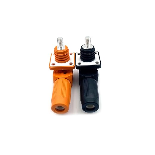 350A Battery Energy Storage Connector, 120mm² High Current Connectors IP67 Waterproof Stud Wiring Power Adapter Quick Plug Terminal Right Angle Plug and Socket (1500V Black+Orange)