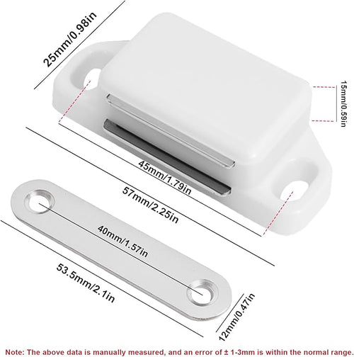 16 Pack Magnetic Push Latch,Heavy Duty Magnetic Touch Latch,for Push to Open Cabinet or Kitchen Drawer, Kitchen Door (White - 0.98 inch, 16 Pack)