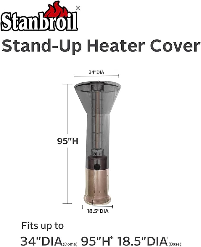 Stanbroil Patio Heater Cover, Full Coverage Outdoor Heater Cover with Zipper and Drawstring for Standing Patio Heater (95'' H x 34" D x 18-1/2" Base)