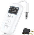 1Mii SafeFly Pro Bluetooth 5.3 Transmitter Receiver, Wireless Audio Adapter w/Screen for 2 Bluetooth Headphones, aptX LL/HD/AD, Use with Any 3.5MM Jack on Airplane, TV & iPad/Tablet