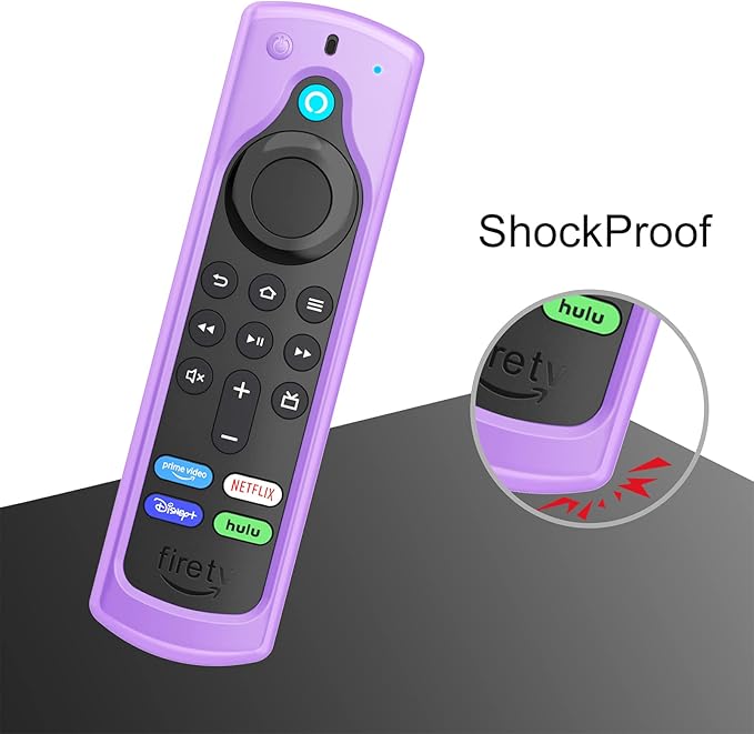 CaseBot Remote Case for Fire TV Stick HD/4K/4K Max (1st Gen)/Fire TV Stick (3rd Gen)/Lite - Anti-Slip Shockproof Silicone Cover for Alexa Voice Remote (2nd & 3rd Generation) (Purple Glow in The Dark)
