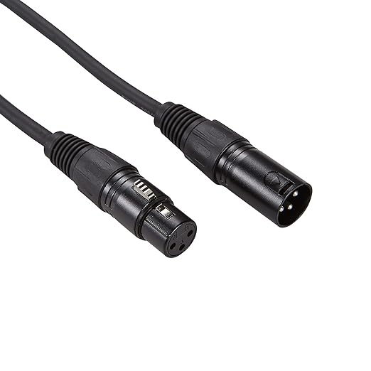MFL. 25 ft Flexible DMX Cable 3 Pin Signal XLR Male to Female Cable Wire for Stage Lighting DJ Lights, 110 Ohms Impedance, Black, 4 Pack