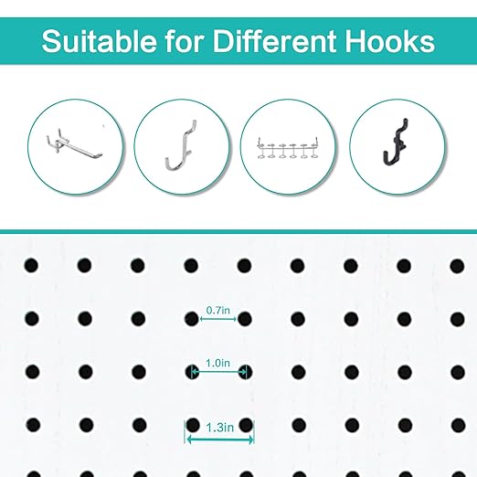 Babion 6 Panel Pegboard Display, Freestanding Folding Privacy Screens for Craft Shows (White)