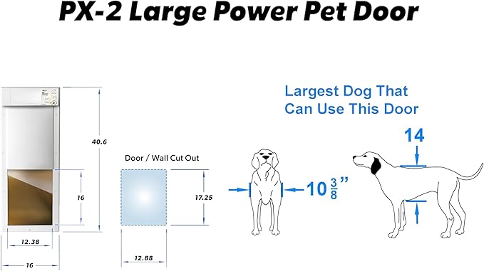 Power PET Automatic Pet Door by High Tech Pet - Large Door Mount for Pets to 100 lb - 4 Way Access - Dual Range Control - Deadbolt Security - Directional Sensing - Air Tight - US Customer Service