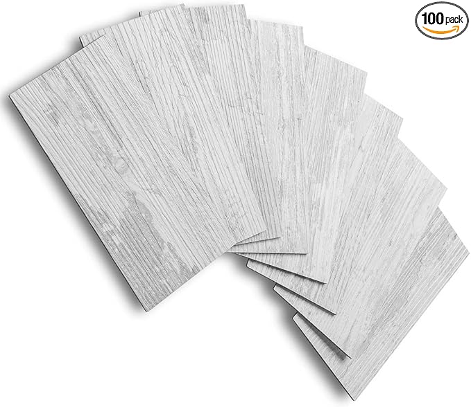 AULIGET 100 Piece Peel and Stick Backsplash PVC Tile, 3 Inch x 6 Inch White Birch Stick on Wall Tiles for Backsplash Kitchen, Bathroom, Laundry Room, Camper, Fireplace