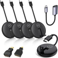 YUYUNLOMN Wireless HDMI Four Receivers and Transmitter,165FT/50M,Splitter Plug and Play,Wirelessly Simultaneous Expansion to Multi-TVs,1080P Full HD for Streaming from Laptop,Camera,PC to TV/Projector
