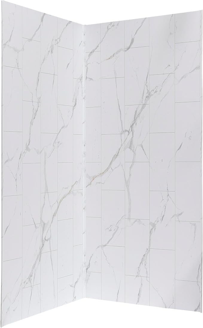 Palisade 78in x 36in x 36in Waterproof Vinyl Corner Shower Surround Kit with Accessories in Urban Glacier