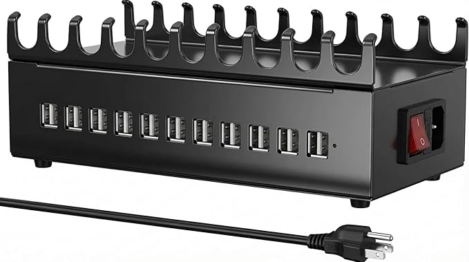 300W Charging Station for Multiple Devices, 22-Port Charger Stations for iPad, Laptops, iPhone, Android Cell Phone, Tablet, Organizer Charging Dock Ideal for Home Office Commercial Use