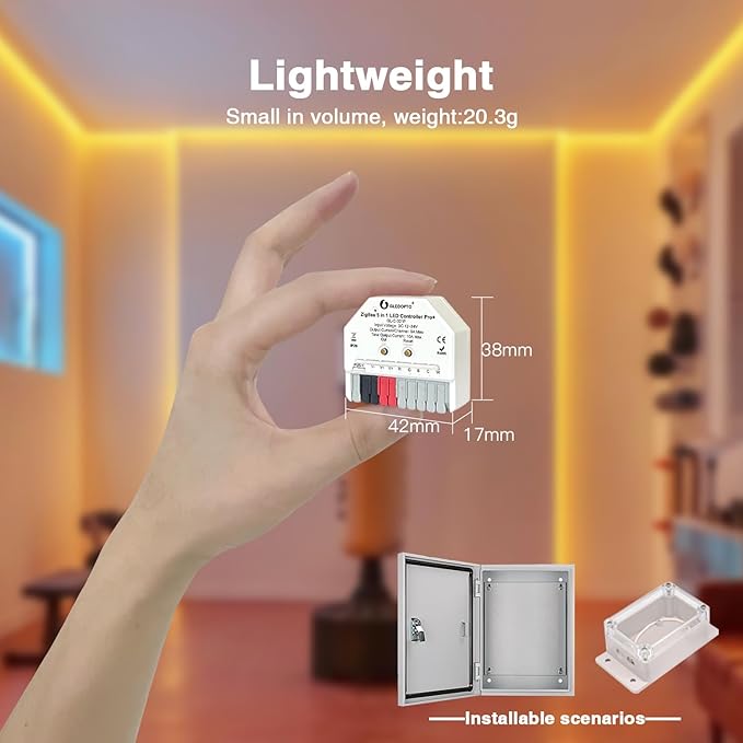 GLEDOPTO ZigBee 3.0 Pro Mini LED Strip Controller 5 Modes in 1 RGBCCT RGBW RGB CCT WWCW Dimmer DC12-24V APP Voice Control Work with Hu/e ZigBee2mqtt Conbee II Home Assistant Alexa (Hub Required)