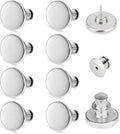 TOOVREN 8 Sets Jean Buttons for Loose Jeans, No Sew No Tool Instant Replacement Button Pins Adjustable Pant Waist Tightener to Make Smaller, Reusable Extra Pants Clips to Tighten Waist, Silver
