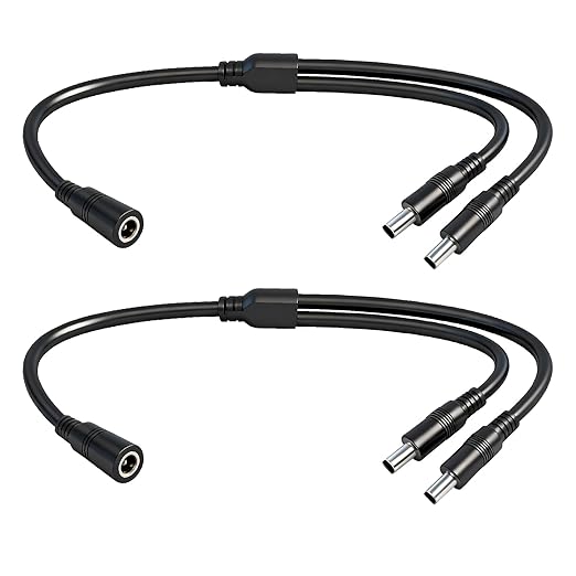 1.3FT 5.5mmx2.5mm 14AWG 12V/24V DC Power Splitter 1Female to 2Male High Power 5525 Connector for Solar Panel, Energy Storage Power Supply, Outdoor Power Supply, LED Strip Light 2pcs