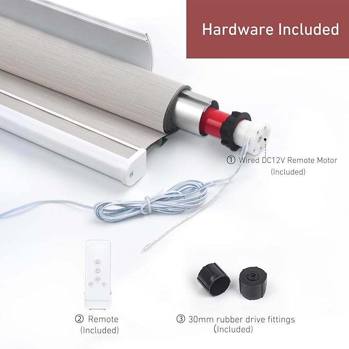 1-3/16inch (30mm) RV Electric Roller Shade Replacement Motor for RV Blinds & Shades – 12V Shade Tube Motor with Remote Control
