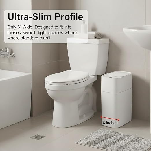 MUEE 3 Gallon Motion Senor Bathroom Trash Can with Lid, Automatic Trash Can Auto-Adsorption Touchless Garbage Can, Slim Small Trash Bin Waterproof Waste Basket for Toilet Bedroom Living Room Office RV