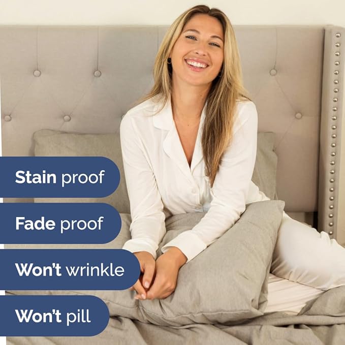 Full XL Bed Sheet Set - 4 Piece Extra Long Extended Full XL Sheets - Soft, Breathable & Cooling - Fits 8" to 16" Mattress with Deep Pockets - 54" x 80" - Wrinkle and Fade Resistant - Heathered Beige