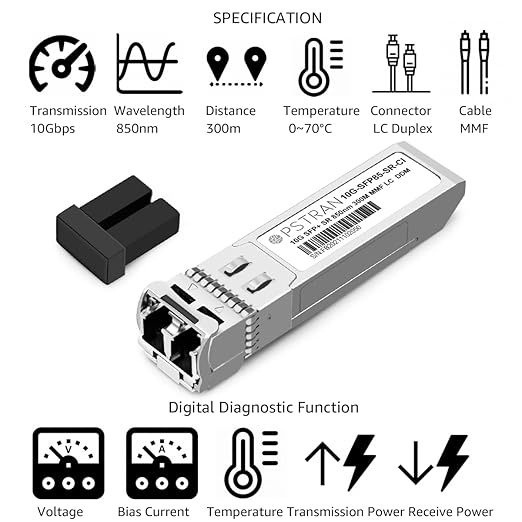 OPSTRAN 10GBASE-SR SFP+ Optical Transceiver Module Compatible with Cisco SFP-10G-SR SFP-10G-SR-S SFP-10G-SR-X 850nm 300m DDM Duplex LC MMF 10 Pack