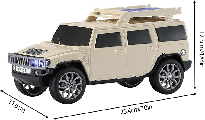 WSTER Solar Off-Road Car Bluetooth Speaker – HD Stereo Sound with TWS Pairing, TF/USB Playback, Portable Bluetooth Car Speaker for Home Audio, Outdoor Use & Retro Gifts for Men (Beige)