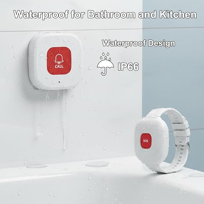 PerfeSafe Life Alert Systems for Seniors No Monthly Fee, Wi-Fi APP Control Wireless Caregiver Pager for Elderly at Home, Medical Alert Systems for Patients with 1 Receiver 2 Call Button 2 Watch Button