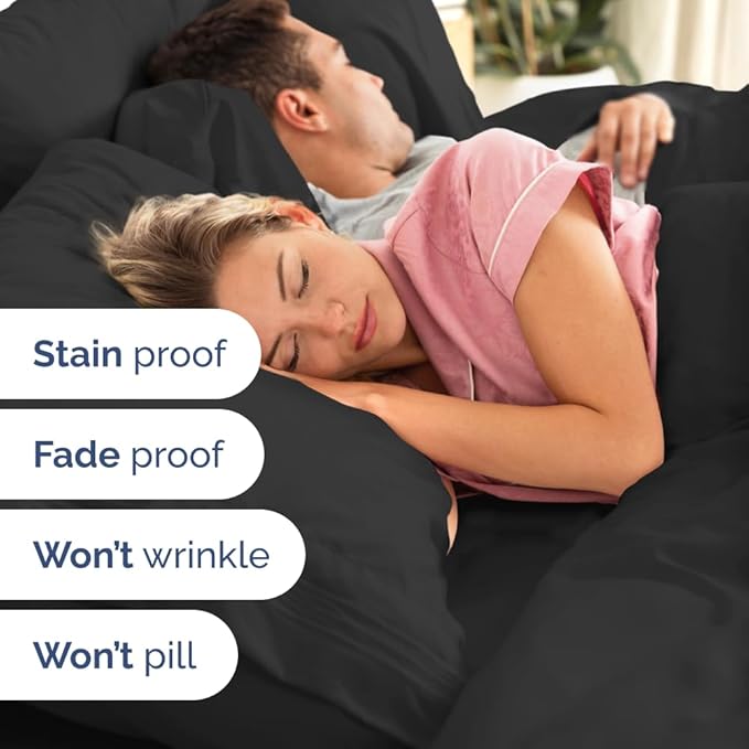 Split Head King Sheet Set – 4 Piece Flex Split Top King Sheets for Adjustable Beds - Fits 14” to 16" Mattress w/ Deep Pockets - Ultra-Soft, Breathable & Cooling - Luxury Bedding & Wrinkle Free - Black