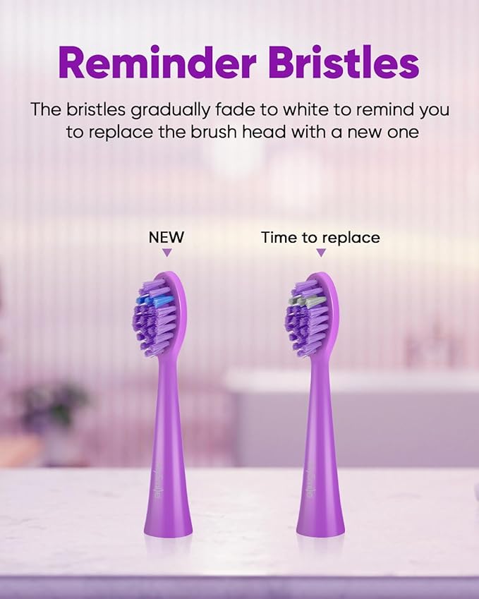 MySmile DY156 Electric Toothbrush for Adults, Rechargeable Sonic Battery Toothbrush Portable with 3 Brush Heads, 2 Mins 5 Modes Smart Timer, 45000VPM, One Charge for 60 Days - Purple