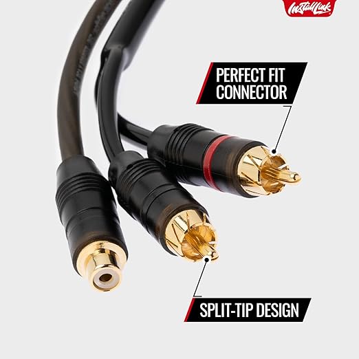 Install Link RCA Audio Cable for Subwoofer or Stereo Cable, Y Adapter 1-Female to 2-Male Splitter, 2pk
