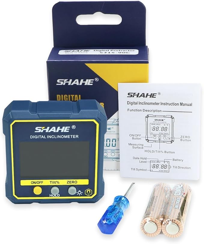 SHAHE Digital Angle Gauge Magnetic Protractor Inclinometer Level Angle Finder Angle Cube Level Box with Magnetic Base and Backlight