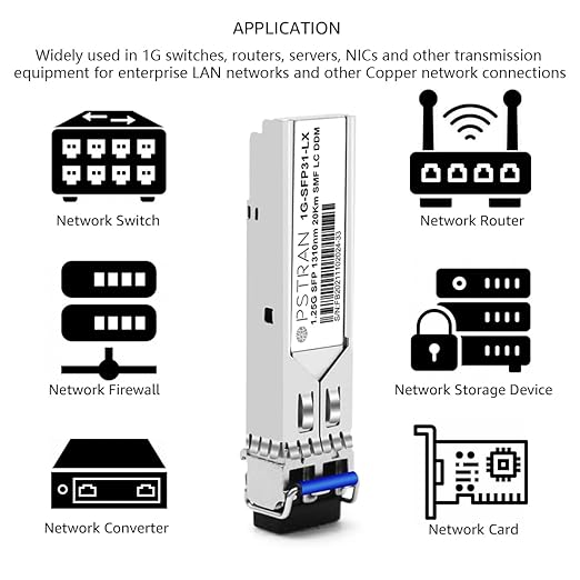 OPSTRAN 1000BASE-LX/LH SFP Optical Transceiver Module Compatible with Mikrotik S-31DLC20D 1G SFP 1310nm 20km DDM Duplex LC SMF