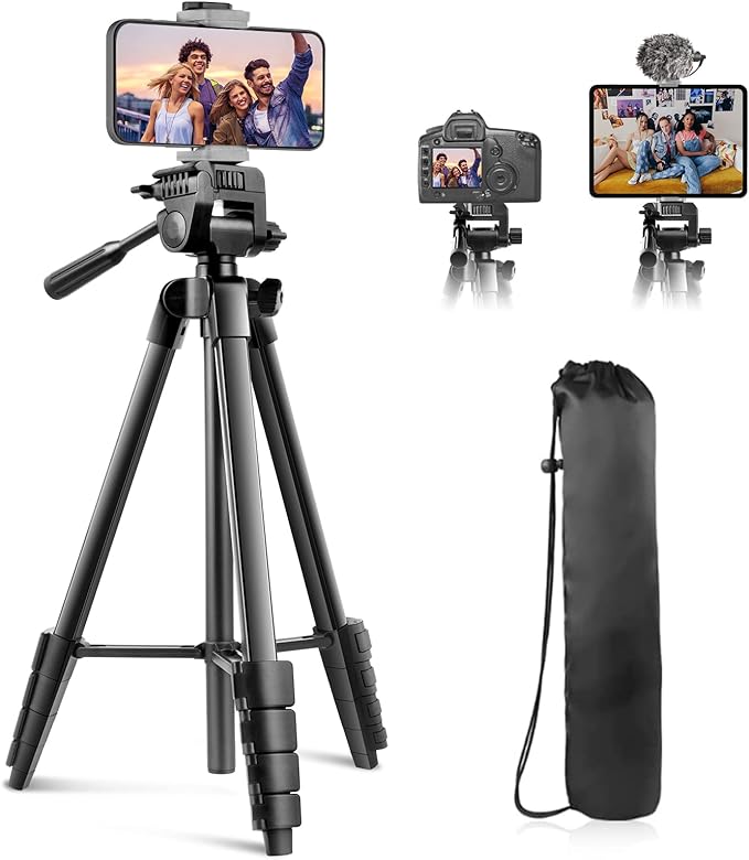 Sensyne 64" Camera Tripod Stand, Versatile Phone & iPad Tripod by sensyne