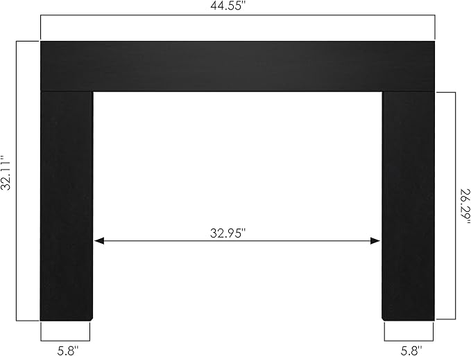 44.5" W x 32.1" H Trim Kit Designed for Electric Fireplace Insert, Black