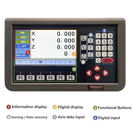 Baykunl 12" x 30" x 16" 3 Axis DRO Digital Readout for Mill DRO Magnetic Scale Encoder Milling Machine 320mm+770mm+420mm Tool IP67 Sealing Protection