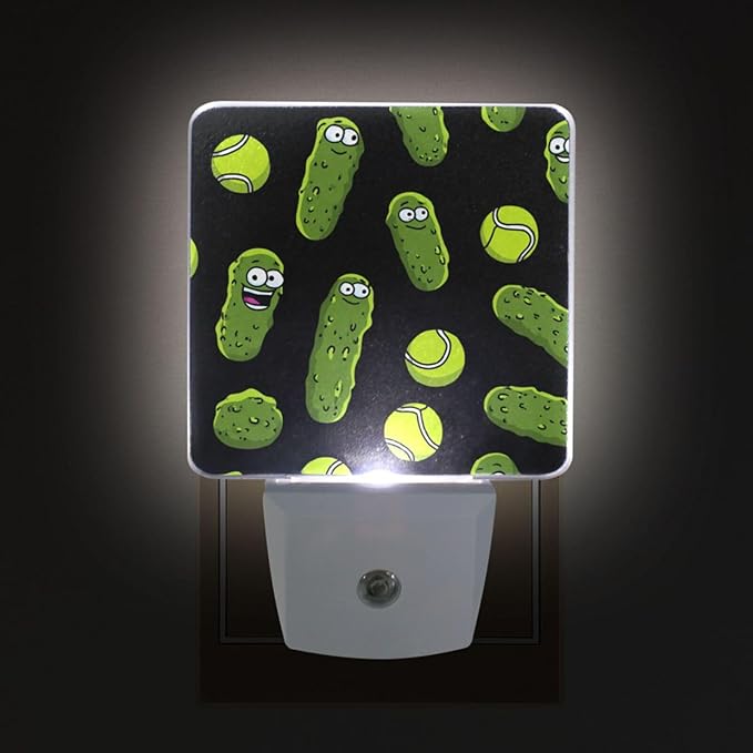 Pigsaly Led Night Light Cartoon Pickle Ball Night Light Plug in Wall Lamp Smart Dusk to Dawn Sensor Nightlight Led Lamp Energy Saving Lights Gift for Kids Room Bedroom Bathroom Hallway