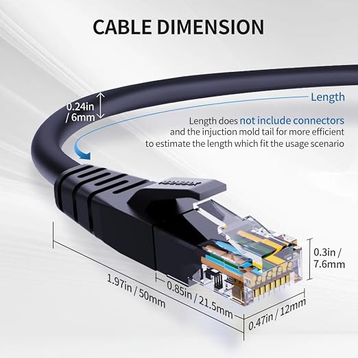Cat 6 Ethernet Cable 100 ft Network RJ45 Unshielded Cat6 Patch Cable Internet - Image 7
