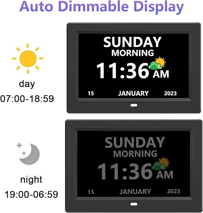 LXBYJKJ 10 Inch Digital Clock with Day and Date for Elderly Alzheimer's Clock Customizable Alarms 3 Display Modes Large Font Alarm Clock for Seniors Auto DST