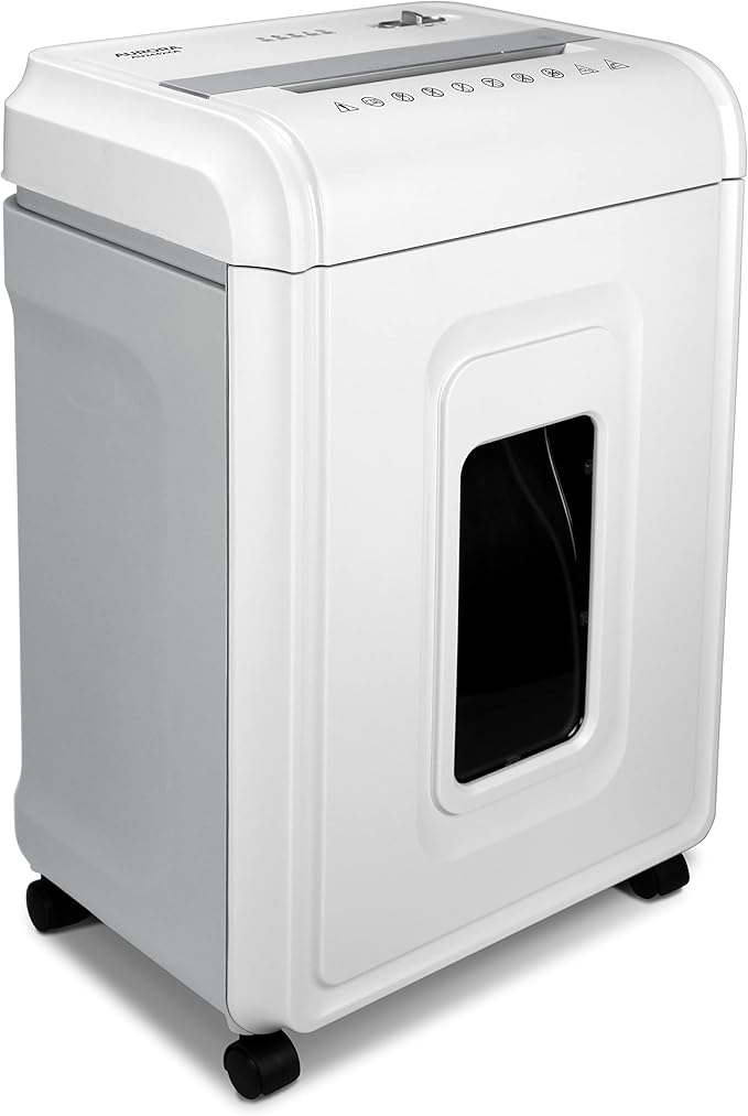Aurora Heavy Duty Anti-Jam 24-Sheet Crosscut Shredder/40 Min Run Time/ 7-Gallon Pullout Basket, White/Grey
