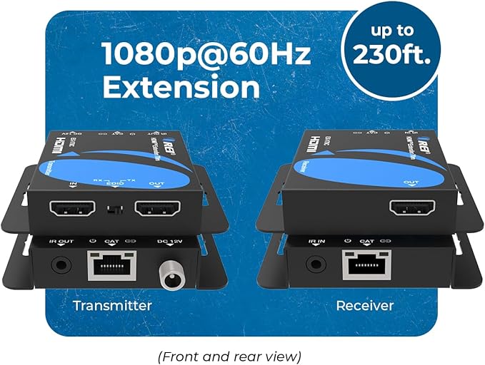OREI 4K HDMI over Ethernet Extender Over CAT5/CAT6/CAT7, with IR Upto 164 Feet - Loop Out - 4K @ 30Hz 1080P Full HD Signal Distribution (EX-170C)