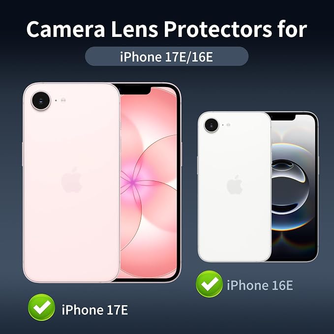 4-Pack Camera Lens Protector for iPhone 16e/17e, 9H Tempered Glass Camera Cover - Image 2