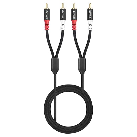 Devinal 10FT RCA Cables, 2RCA to 2RCA Audio Cable, Male Stereo RCA Cord Shielded Braided for Home Theater, HDTV, Amplifiers, Hi-Fi Systems, Car Audio, Speakers