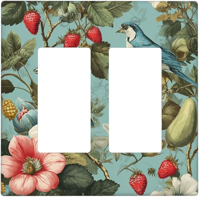 Bvtewkhz William Morris Flower 2 Gang Double Rocker Wall Plate Cover Decorative Light Switch Covers Electrical Faceplate Switch Plates for Bathroom Kitchen Home