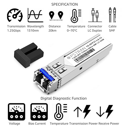 OPSTRAN 1000BASE-LX/LH SFP Optical Transceiver Module Compatible with Arista Networks SFP-1G-LX 1310nm 20km DOM Duplex LC SMF 4 Pack