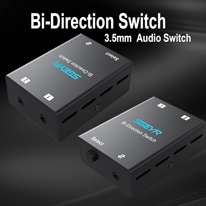 SGEYR Audio Switcher 3.5mm Bi-Direction Switch 2-in-1 Out/ 1-in-2 Out Audio Stereo Mixer Mini Sound Mixer for PC Versatile Connectivity