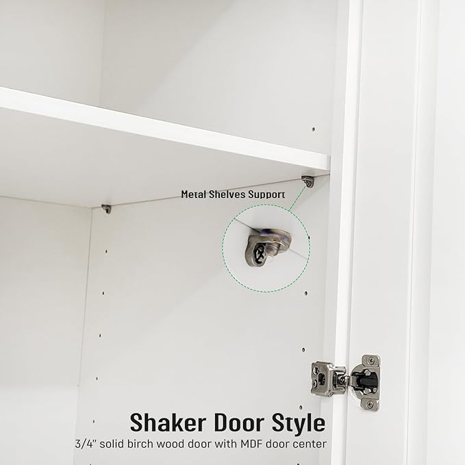 Wall Kitchen Cabinets, RTA Cabinets, White Shaker Cabinet, Wall Mounted, RTA Upper Cabinet, Modern for Kitchen and Bathroom with Door (White, 12" W x 42" H x 12" D)